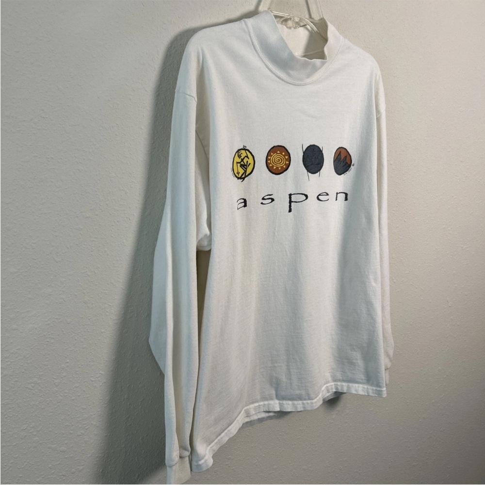 VTG 90’s Aspen Colorado Anvil Cotton Deluxe Long Sleeve Men’s Shirt Lg Skiing - Picture 9 of 13